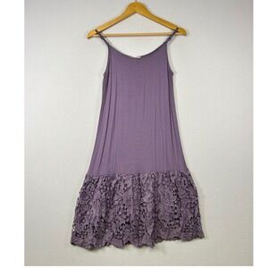 Shabby Chic Oddi Womens Medium Purple Lace Trim Sleeveless Slip Dress DJ30039